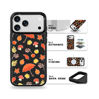 Coque de téléphone AG Feeling Black Edge avec motif floral doré pour iPhone 17, 17 Pro Max, 16 Pro, 15 – Coque magnétique