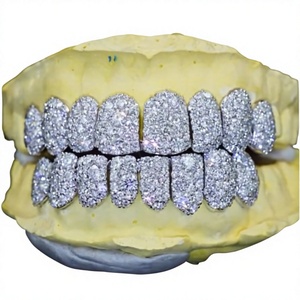 Ensemble complet de grillz dentaires en strass de cristal à micro-inserts, style hip-hop, bijoux corporels unisexe, cadeau, usage quotidien, taille brillant rond - Product Image 1