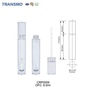 Vente en gros de tubes à gloss à lèvres cylindriques de 6 ml, logo personnalisé, tubes en plastique transparent rose rouge - Product Image 2