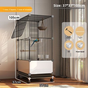 Jaula Grande para Pájaros con Bandeja Antisalpicaduras para Comida, Diseño Especial para Loros y Pinzones Grandes, con <span class=keywords><strong>Ruedas</strong></span> Móviles para Camas de Mascotas - Product Image 6