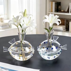 Jarrón de Vidrio en Forma de Pez Burbuja, Transparente, Decorativo, para Flores Hidropónicas, Ideal para la Sala de Estar y la Mesa de Centro - Product Image 3