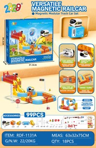 لعبة قطار كهربائي تعليمية للأطفال مع مسار مغناطيسي عالي السرعة، مكعب بناء مغناطيسي قابل للتركيب يعمل ببطارية AA قلوية - Product Image 5