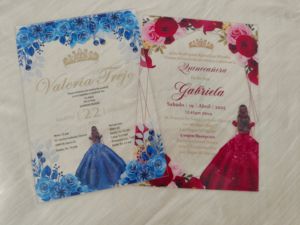 Invitation de Quinceañera de luxe en acrylique transparent rose avec motif floral espagnol et impression personnalisée - Product Image 6