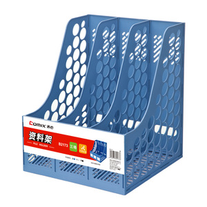 Comix <b>File</b> Holder B2173 Three Compartments Plastic Office <b>Storage</b> Rack Blue Gray Black - Product Image 1