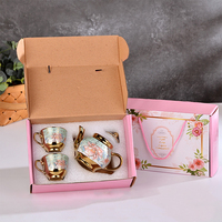 Ensemble cadeau de théière en porcelaine vintage européenne, théière et tasse rose, ensemble de tasses à café et à thé en céramique mignon pour les filles, fête