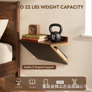 <b>Wall</b> <b>Mounted</b> Wooden <b>Shelf</b> Rectangle 2 Tier Durable Storage Rack For Books Stationery Home Organization - Product Image 5