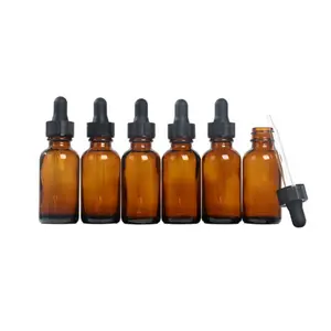 Uçucu yağ ambalaj 10ml 15ml 30ml 50ml100ml açık yeşil mavi amber cam damlalık şişe konteyner ile çocukların açamayacağı kap