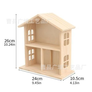 Wooden House Storage Rack 2 Tier Mini <b>Shelf</b> For Dolls Figurines Home Decor <b>Desktop</b> Organizer - Product Image 2