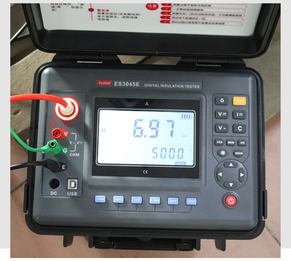 FUZRR ES3045F Portable Insulation Resistance Tester 100V; 250V; 500V; 1000V; 2500V; 5KV,10KV,15KV