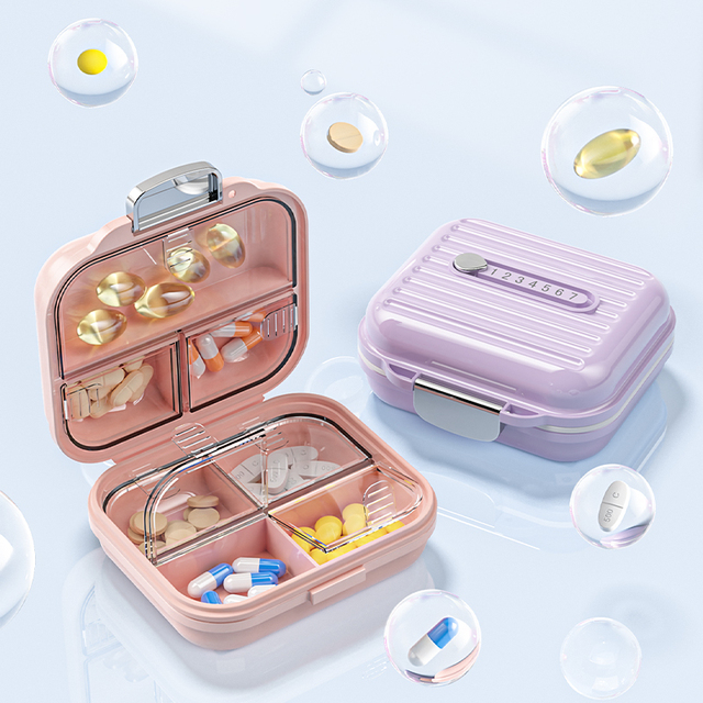 Portable Pharmacy Vitamin Dispenser Daily Tablet Organizer Weekly Medicine Case 7-Day 7-Compartment PP Leak-Proof BPA Free