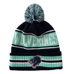 Manufacturer Acrylic Cuff Knitted Pom Jacquard Winter Beanie Hat Embroidered Logo - Product Image 2