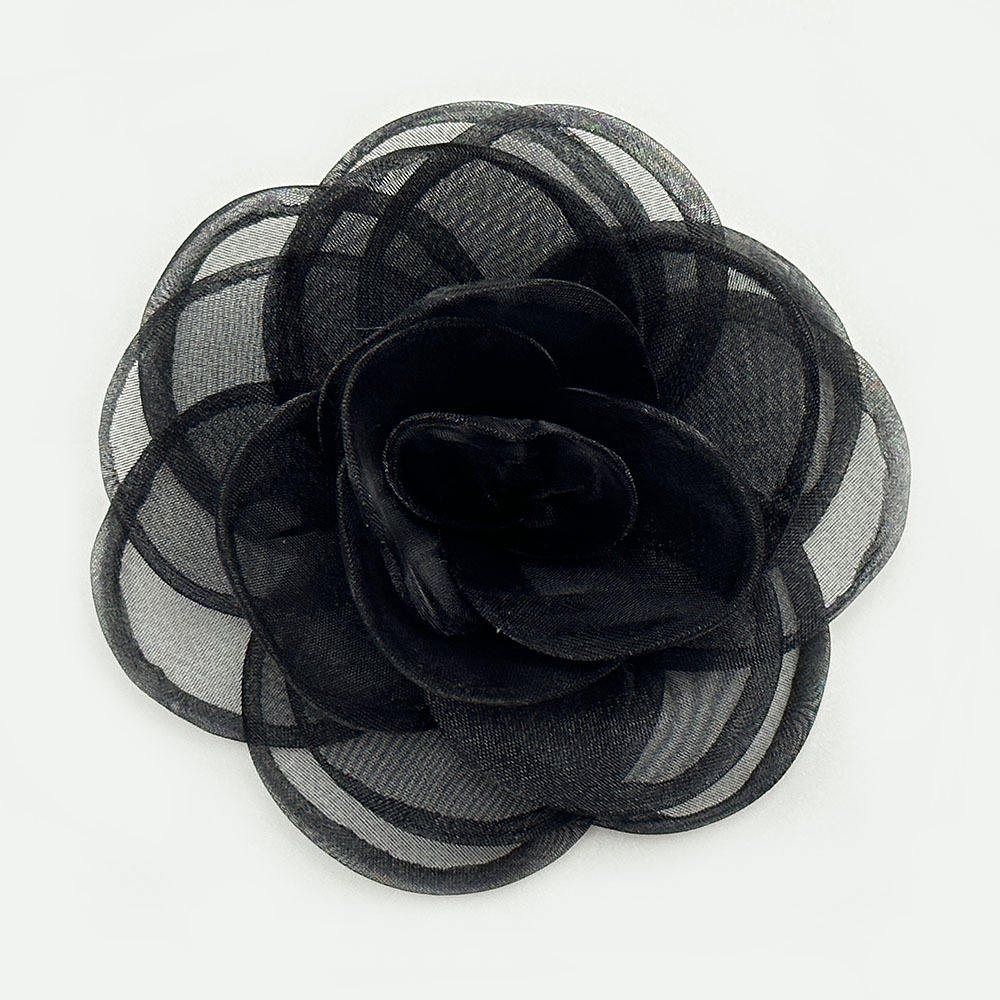 8 black - 10cm organza roasted border flower