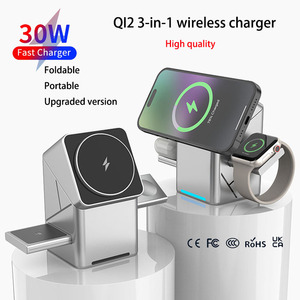 Nuevo Cargador Inalámbrico Magnético Qi2 3 en 1 con Botón Táctil para <span class=keywords><strong>Android</strong></span> iPhone, Estación de Carga Rápida para Apple IWatch y <span class=keywords><strong>Airpods</strong></span> - Product Image 1