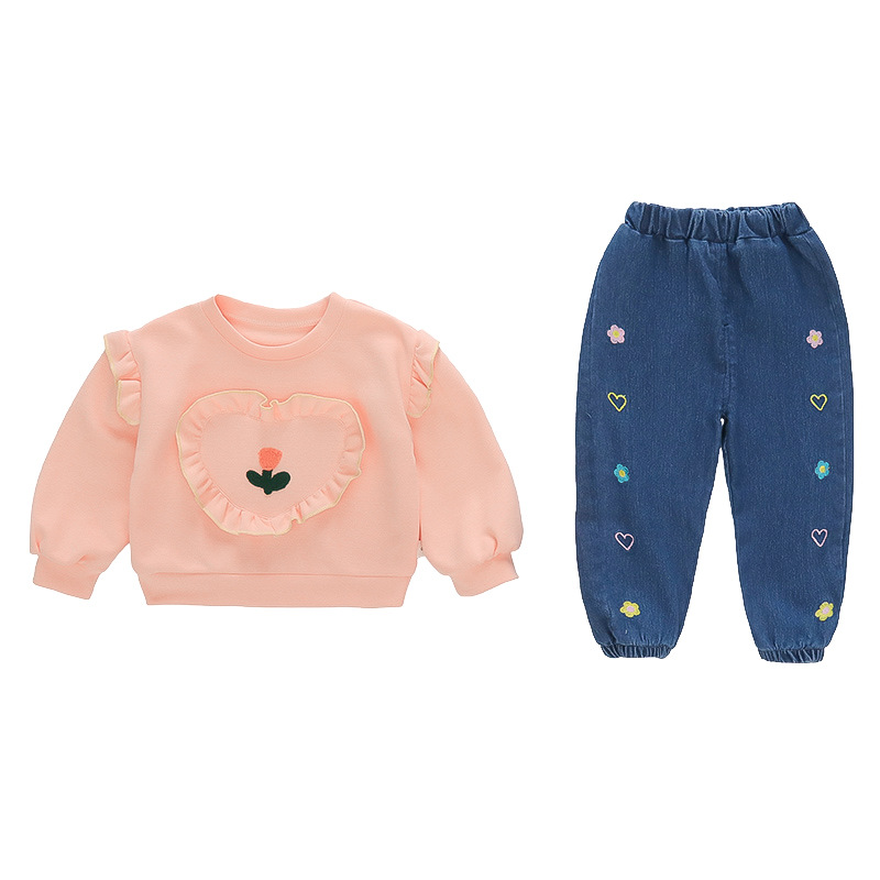 Wholesale Children's Sweater Autumn Girls' Long Sleeve Top Pants Set Casuail Baby Clothing