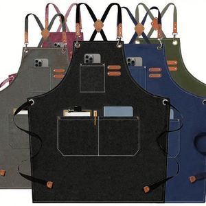Tablier de jardin personnalisé en coton robuste, imperméable et durable pour cuisine, chef, barista, barbecue, bar, coiffeur, femmes et hommes - Product Image 3