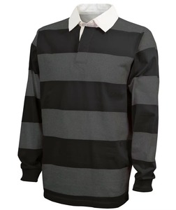 Polo de manga larga a rayas para hombre, corte regular, estilo preppy, color azul marino y blanco con diseño de bloques de color. - Product Image 3