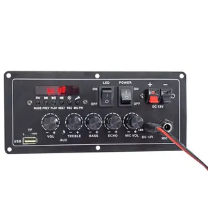 Support Custom 2CH Digital BT MIC Input Rechargeable 12V Karaoke Power Amplifier Audio Accessories with TF USB & Mixer