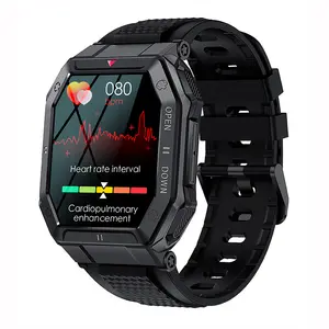 Jam tangan pintar K55, arloji cerdas pelacak kebugaran olahraga tali pintar pengingat informasi Alarm detak jantung panggilan BT modis