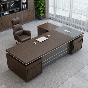 Bureau de direction de luxe moderne de grande taille en forme de L avec armoire latérale pour le bureau du PDG - Product Image 4