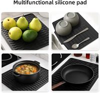 Tapis de séchage de vaisselle en silicone extra large, résistant à la chaleur, pour comptoir de cuisine, avec drain, plateau de drainage rectangulaire pour vaisselle
