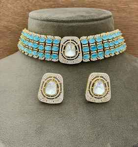 Mariage indien femmes Kundan collier ras du cou bijoux de mariée traditionnel Polki Kundan collier Moissanite collier - Product Image 2