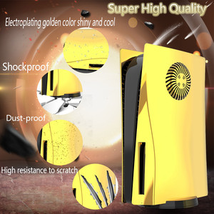 Cubierta de consola cromada, carcasa lateral de repuesto a prueba de polvo, accesorios ABS, placa frontal dorada con orificios de refrigeración para PS5 - Product Image 2