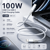 Câble de charge rapide USB C vers USB C 100W PD 5A 1,2M en nylon tressé Type C USB 2.0 Câble de données OEM ODM personnalisable