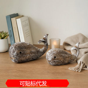 Figurine de baleine en résine, forme d'animal vintage, décoration d'intérieur, artisanat artistique de bureau - Product Image 5