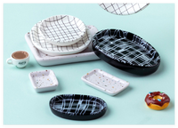 Fée jardin bricolage cuisine Miniature maison de poupée réaliste carré rond Rectangle nourriture fruits résine assiette servir bijoux plateau enfant jouet