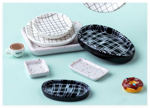 Fée jardin <span class=keywords><strong>bricolage</strong></span> <span class=keywords><strong>cuisine</strong></span> Miniature maison de poupée réaliste carré rond Rectangle nourriture fruits résine assiette servir bijoux plateau enfant jouet - Product Image 5