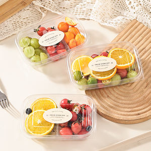 Caja transparente para cortar frutas al por mayor, plato desechable para separar frutas frescas con tapa, caja rectangular de plástico para embalaje - Product Image 5