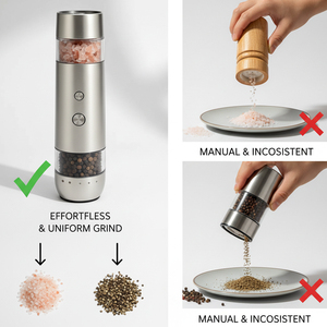 Set Macinapepe e Macinasale Elettrico Ricaricabile <span class=keywords><strong>2</strong></span> in 1 in Acciaio Inox con Regolazione della Macinatura e Luce LED - Product Image 4