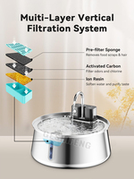 Fontaine à eau intelligente pour chat en acier inoxydable rechargeable 4L avec capteur de mouvement, qualité 304, longue durée de vie et abreuvoir sûr pour animaux de compagnie