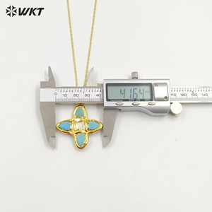 Increíble collar de piedra turquesa natural religiosa cristiana súper caliente con colgantes de Cruz de perlas en oro de 18 quilates, en la parte superior de la cadena de montaje - Product Image 3