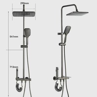 Système de douche mural en bronze pour salle de bain avec douchette à main en acier inoxydable et douchettes de bidet, jet de pluie, style touches de piano
