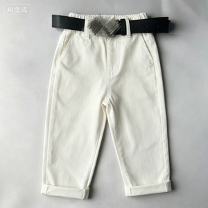 Pantalones largos informales y cómodos para niños, pantalones suaves, ligeros, con cintura elástica, holgados, agradables para la piel, de nailon/algodón, para la escuela y el día a día - Product Image 1
