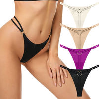 Tanga de punto fino Airtamay con forma de corazón, sin costuras, para mujer, con logo personalizado, 4 colores, invisible, OEM