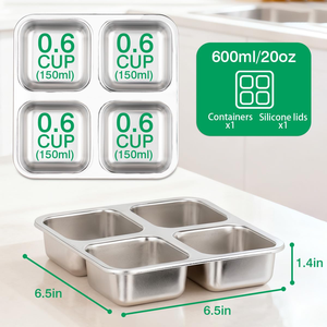 Boîte à bento portable en acier inoxydable personnalisée, design classique, petit récipient de stockage alimentaire en métal pour la boîte à lunch des enfants - Product Image 2