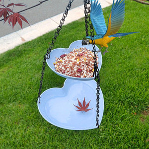 Mangeoire à oiseaux double en forme de cœur Mangeoire à oiseaux double suspendue Mangeoire à oiseaux extérieure Balcon Jardin Mangeoire à oiseaux <span class=keywords><strong>Bassin</strong></span> d'eau - Product Image 4