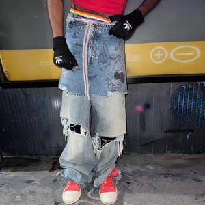 <span class=keywords><strong>Jeans</strong></span> de Diseñador Retro Unisex al por Mayor, <span class=keywords><strong>Jeans</strong></span> <span class=keywords><strong>Rotos</strong></span> con Agujeros en las Rodillas, Estilo Urbano, <span class=keywords><strong>Jeans</strong></span> <span class=keywords><strong>Holgados</strong></span> - Product Image 4