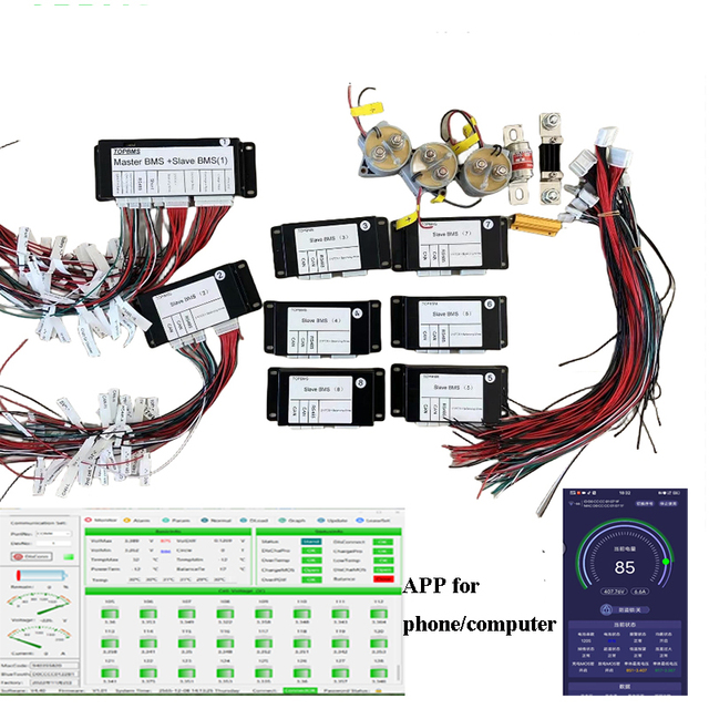 LTO relay BMS Support BT LCD Rs485 high voltage 120V96V72V LFP liion 16S 20S 24S 32S 48S 96v 96S 128S 300A 200A 500A Smart Bms