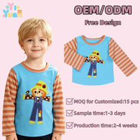 Kinder Raglan Gestreiftes Langarmshirt Niedliche Vogelscheuchen-Applikation Baumwoll-T-Shirts Kleinkind Jungen Herbst Bauernhof Freizeit-Oberteile