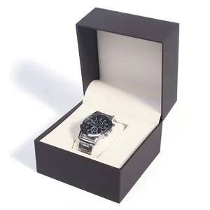 Melhor novo relógio personalizado embalagem caixa de papel preta caixa de relógio magnético peça única inteligente caixa de embalagem para relógio
