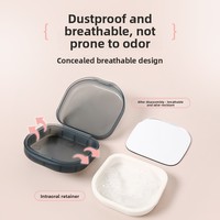 Boîte de rangement pour aligneurs dentaires avec miroir, personnalisable avec logo, pour protège-dents et appareils orthodontiques