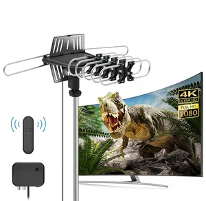 Uzaktan kumandalı güçlendirilmiş VHF UHF açık HDTV TV anteni 360 rotasyon