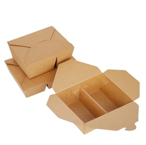 Nâu giấy Hộp Ăn Trưa với dập nổi thiết kế dùng một lần Bento <span class=keywords><strong>Box</strong></span> cho món tráng miệng và salad trái cây chia Takeaway đóng gói thực phẩm - Product Image 4