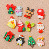 Décoration d'ongles 3D en résine et plastique, motifs Kawaii (Élan, Bonhomme de neige, Maison), mignons charms de Noël pour manucure DIY