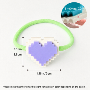 Attache-cheveux élastique personnalisée en forme de cœur pixelisé pour queues de cheval et queues doubles, pour filles - Product Image 3