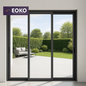 <span class=keywords><strong>Porte</strong></span> <span class=keywords><strong>coulissante</strong></span> extérieure en aluminium à 3 panneaux <span class=keywords><strong>double</strong></span> vitrage et 3 rails EOKO série 80 - Product Image 1