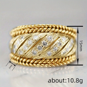 Anello con Bordo Intrecciato in Zirconia per Donne, Elegante Gioiello da Dito di Design alla Moda - Product Image 4